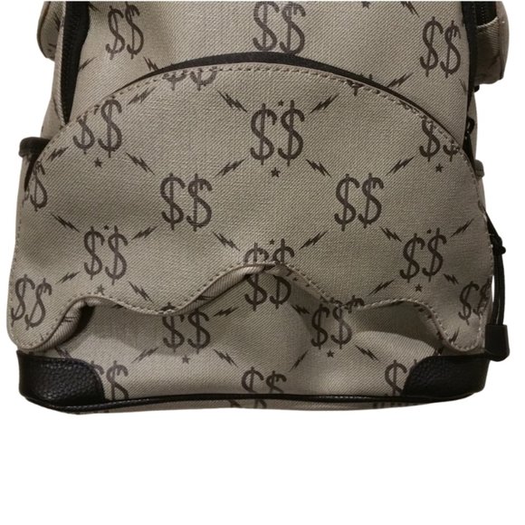 NEW- Sprayground Double Money Savage Mini Backpack in Grey & Black - Picture 6 of 9